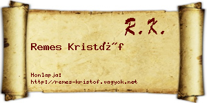 Remes Kristóf névjegykártya